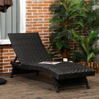 Ivy Bronx Ivy Bronx PE Rattan Patio Lounger, Recliners Outdoor Lounge Chair W/ 5-Level Adjustable Backrest, Two Moving W