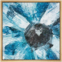 wall26 Cracked Textured Effect Paint Blue Anemone Poppy Floral Plants Modern Art Chic Closeup