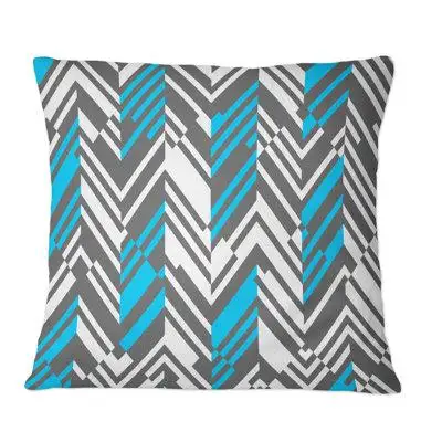 East Urban Home Grey And Blue Triangular Geometrics - Patterned Printed Throw Pillow