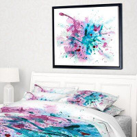 East Urban Home 'Blue and Purple Paint Stain' Framed Print on Wrapped Canvas