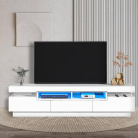Wrought Studio TV Stand With 4 Open Shelves, Modern High Gloss Entertainment Center For 75 Inch TV, Universal TV Storage