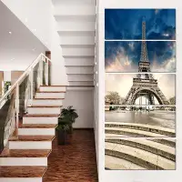 Made in Canada - Design Art Eiffel Tower with Stairs 5 Piece Wall Art on Wrapped Canvas Set