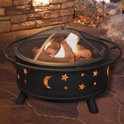 Freeport Park® Dyess 32-Inch Star and Moon Outdoor Wood Burning Firepit with Screen, Poker and Cover in Patio & Garden Furniture