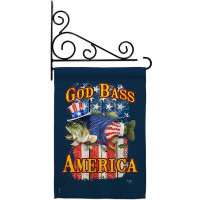 Breeze Decor God Bass America - Impressions Decorative Metal Fansy Wall Bracket Garden Flag Set GS111087-BO-03