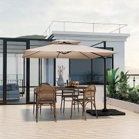 Arlmont & Co. Latitude Run® 9.5 FT Cantilever Patio Umbrella, Outdoor Square Offset Umbrella With 360°Rotation, Double T