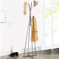 17 Stories Wood And Metal Freestanding Coat Rack ,Entryway Hall Tree With 8 Hooks