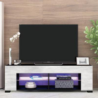 Wrought Studio TV Stand for 32-60 Inch TVs Modern Low Profile Black+Stone Grey Entertainment Center