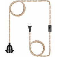 Breakwater Bay Pendant Light Kit With Switch Plug In Vintage Lamp Hemp Rope Cord