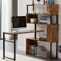 17 Stories Home Office Computer Desk L Shape Corner Desk, Rotatable, Black