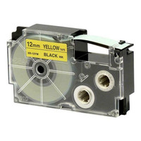 Weekly Promo! Casio XR-12YW Label Tape, 12mm, Black On Yellow, Compatible
