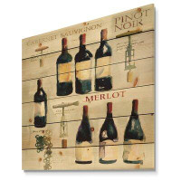 East Urban Home Red Sauvignon Wine Collage - Food and Beverage Print on Natural Pine Wood