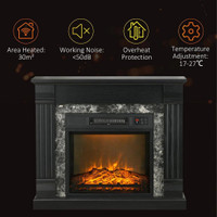 ELECTRIC FIREPLACE MANTEL WOOD SURROUND, FREESTANDING FIREPLACE HEATER WITH REALISTIC FLAME