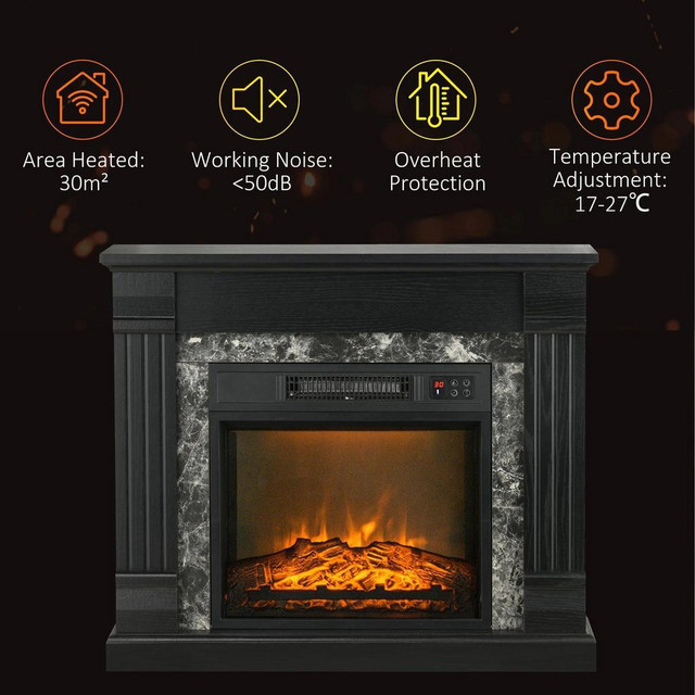 ELECTRIC FIREPLACE MANTEL WOOD SURROUND, FREESTANDING FIREPLACE HEATER WITH REALISTIC FLAME in Fireplace & Firewood