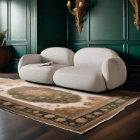 HOUZE 90.54" Creamy White Granular Velvet Modular Sofa cushion couch