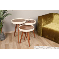 East Urban Home Glass Tray Top 3 Legs Nesting Tables