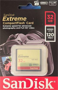 SanDisk Extreme 32GB CompactFlash Memory Card UDMA 7 Speed Up to 120MB/s
