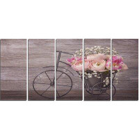 Design Art 'Ranunculus Flowers on Bicycle' 5 Piece Graphic Art on Wrapped Canvas Set