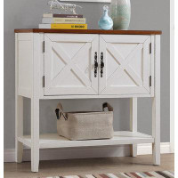 Builddecor Farmhouse Wood Buffet Sideboard Console Table With Bottom Shelf And -Door Cabinet
