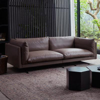 MABOLUS 102.36" Deep Coffee Genuine Leather Modular Sofa cushion couch