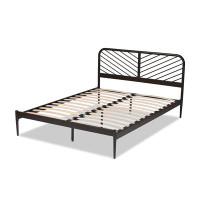 Latitude Run® Lefancy Mitko Modern and Contemporary Industrial Black Finished Metal Queen Size Platform Bed