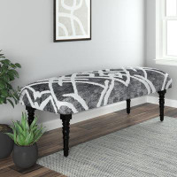 Foundry Select Henrik Modern Scandi Black/Grey Geometric Handmade Upholstered Bench