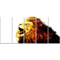 Made in Canada - Design Art Metal 'Roaring Lion' 5 Piece Graphic Art Set