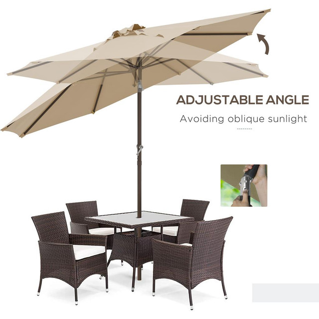 Patio Umbrella 8.6' x 8.6' x 7.2' Brown in Patio & Garden Furniture - Image 4
