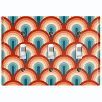 WorldAcc Metal Light Switch Plate Outlet Cover (Colorful Rainbow Chevron - Triple Toggle)