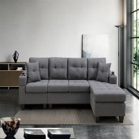 Latitude Run® 96" Reversible Tufted Sectional With Cup Holder