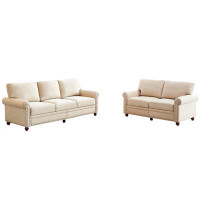 Alcott Hill Linen Fabric Upholstery With Storage Sofa 2+3 Sectional