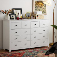Latitude Run® 10 Drawer Dresser Wood  Black Dresser For Bedroom 10 Deep Drawers Modern Wood Dressers & Chests Of Drawers