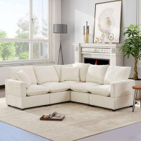 Magiccactus 84*84" Modern L Shape Modular Sofa, 5 Seat Chenille Sectional Couch Set With 2 Pillows Included, Freely Comb