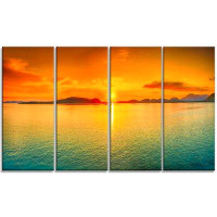 Design Art Sunset Panorama 4 Piece Photographic Print on Wrapped Canvas Set