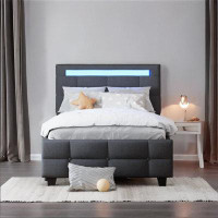 Ivy Bronx Twin Size Upholstered Platform Bed With Led Frame And 2 Drawers
