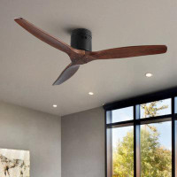 Ivy Bronx 52" Iyali 3 - Blade Leaf Blade Ceiling Fan with Remote Control and Light Kit Included