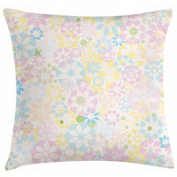 East Urban Home Ambesonne Pastel Throw Pillow Cushion Cover, Blossoming Flowers Bedding Plants Spring Colours Botanical