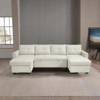 Hokku Designs 114" Pull Out Sofa Bed,beige
