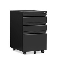 Inbox Zero Glenden File Cabinet  3 Drawer Under Desk Metal Filing Mobile Storage Cabinet With Lock ,Fully Assembled Exce