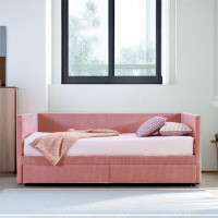 INZONT Corduroy Daybed With Two Drawers And Wood Slat