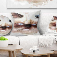 Made in Canada - East Urban Home Animal Angry Watercolor Cat Sketch Pillow