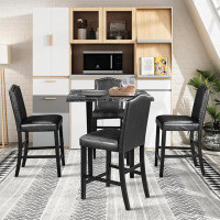 Audiohome 5 Piece Dining Set With Matching Chairs And Bottom Shelf For Dining Room
