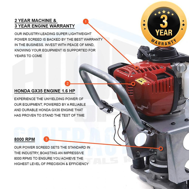 HOC - SJ SERIES SUPER LIGHTWEIGHT HONDA POWER SCREED + 3 YEAR WARRANTY + FREE SHIPPING NATION WIDE in Power Tools - Image 3