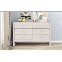 MR Rustic Wooden Dresser with 6 Drawers,Storage Cabinet for Bedroom,Anitque White