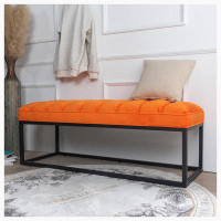 Mercer41 Metal Base Upholstered Bench for Bedroom for Entryway