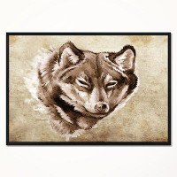Made in Canada - East Urban Home 'Wolf Head Tattoo Sketch' Framed Print on Wrapped Canvas