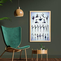 East Urban Home Ambesonne Art Wall Art With Frame, Female Ballet Dancers Performing Arts Black Silhouettes Illustration
