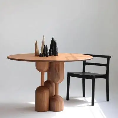Orren Ellis Nordic solid wood dining table Round  table