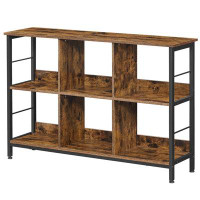17 Stories Bookshelf, Cube Shelf, Console Table, TV Stand With 6 Storage Cubes,  Rustic Brown And Black