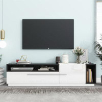 Ivy Bronx Two-Tone Design TV Stand, UV High-Gloss Media Console For Tvs Up To 70", Chic Style TV Cabinet With Spacious S