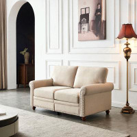 Darby Home Co Polyester Fabric Loveseat With Storage And Nails Decoration